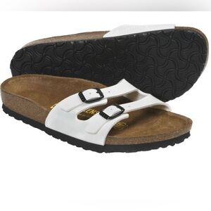 Birkenstock Ibiza White Patent Leather Sandals 40